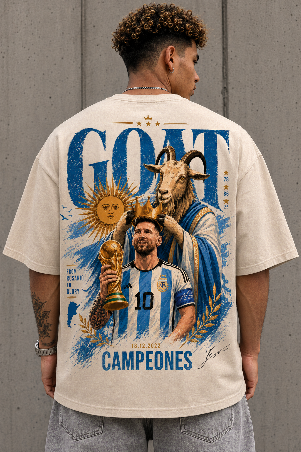 Argentina MESSI-GOAT Campeones Oversized T-Shirt